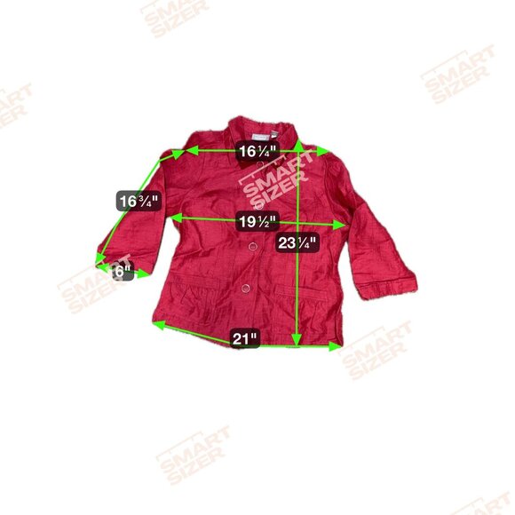 Chicos Womens Red Button-Up Jacket Size 1 Linen Blend 3/4 Sleeves Blouse Top - Picture 5 of 5